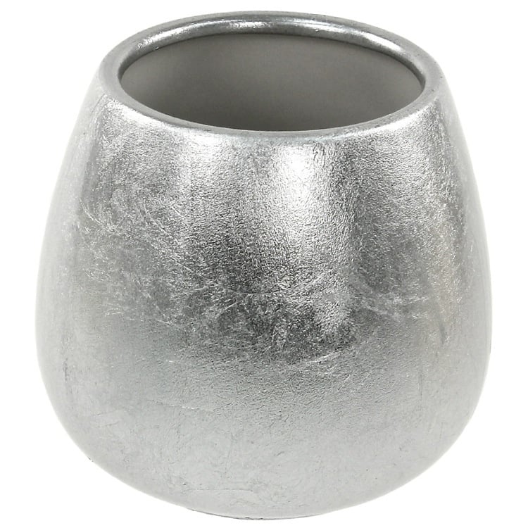 Gedy SO98-73 Round Silver Finish Toothbrush Holder in Pottery